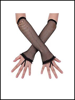Kids Long Fishnet Gloves Girls Lace Fingerless Mesh Gloves Dance Costume
